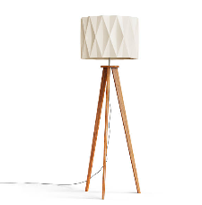 Wooden tripod floor loor lamp isolated