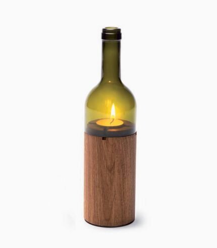 Vintage wine bottle candle lamp